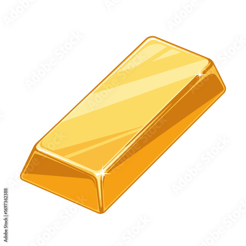A shiny, rectangular gold bar with reflective surfaces, symbolizing wealth and value.