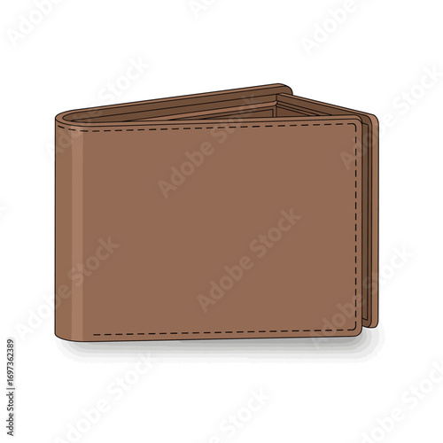 A classic brown bifold leather wallet with visible stitching, depicted as a vector illustration on a plain white background.