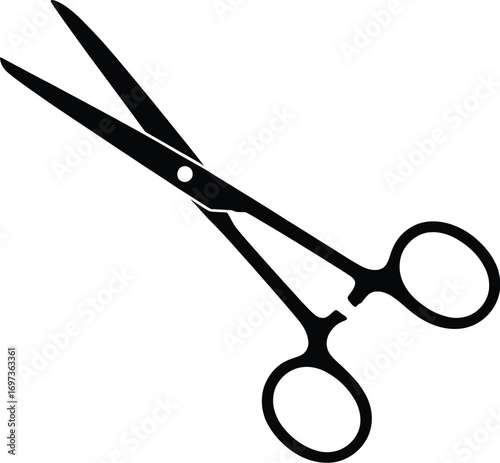 Surgical forceps open black silhouette medical instrument