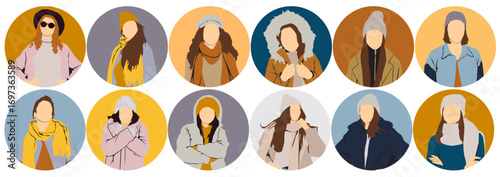 winter people in warm clothes vector autumn fashion