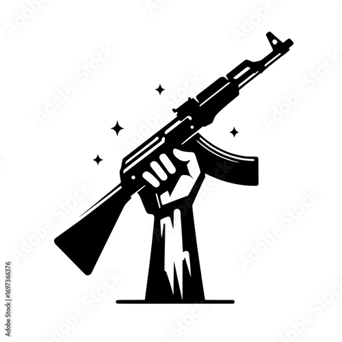 Hand Raising Rifle for Freedom
