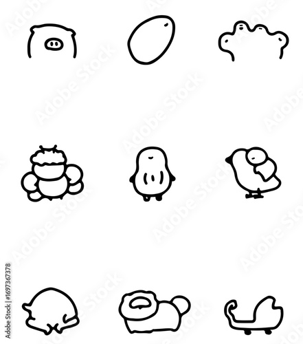 Charming Hand-Drawn Animal Icons Collection for Whimsical Designs
