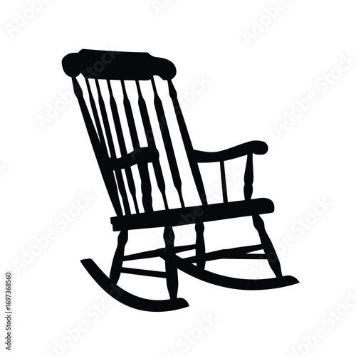 Silhouette of a classic wooden rocking chair, perfect for relaxation and comfort.