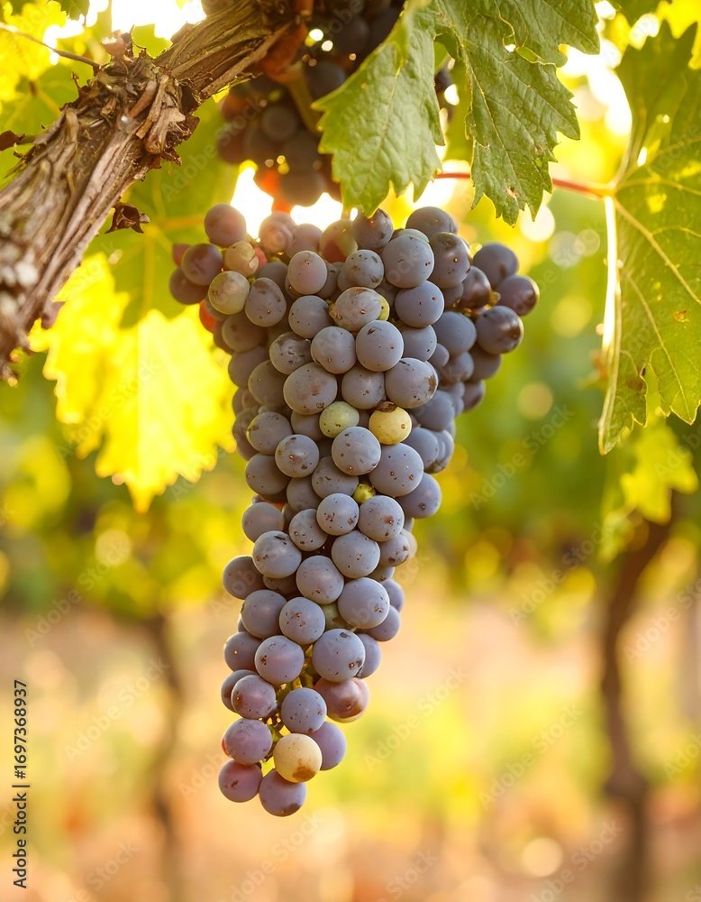 Fototapeta premium Grapes on Vine in Sunlight