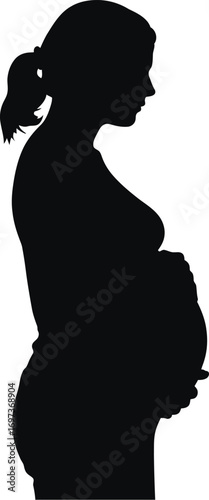 Pregnant woman profile silhouette female expectant mother