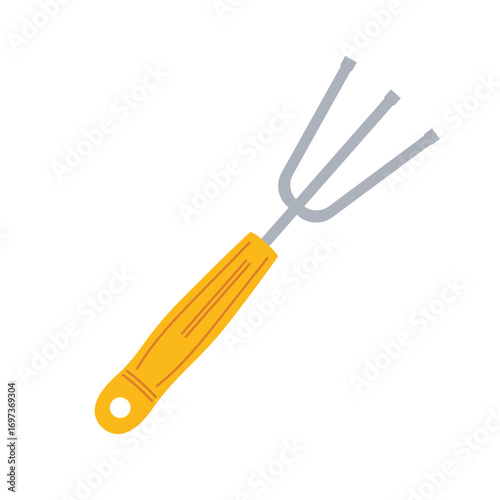 Garden hand tool for tilling soil and aerating plant beds in backyard gardening activities