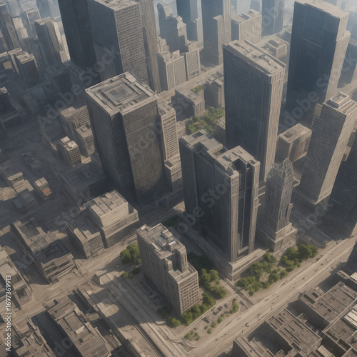 the aerial view top city's building