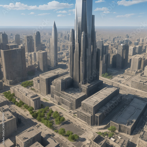 aerial view of sturdy main center buildings
