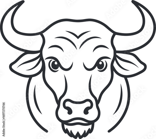 Buffalo animal line art illustration