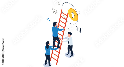 Teamwork and collaboration driving innovation and achieving success together ascending towards a bright future