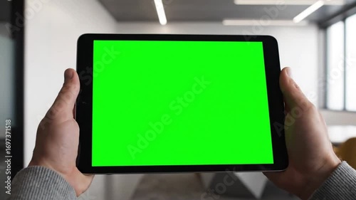 Green Screen Tablet Mockup Perfect for App Previews and Digital Content