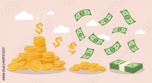 Money growth cartoon illustration