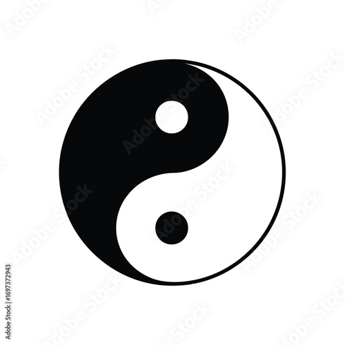 The Yin and Yang symbol, a classic representation of balance and harmony, with black and white sections.