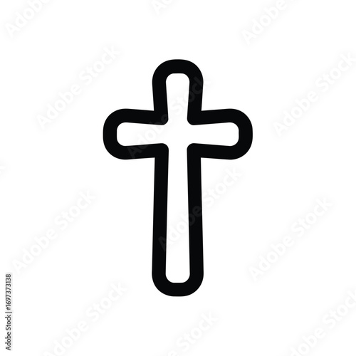 Simple black outline drawing of a Christian cross.