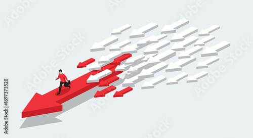 Leading the charge forward a business leader navigating through competitive market currents with determination and vision