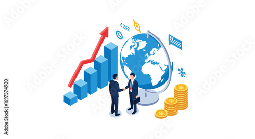 Global business partnership growth strategy for international economic development and financial success