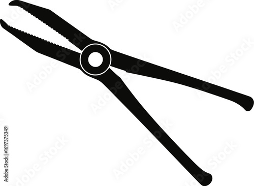 Black needle nose pliers tool gripping