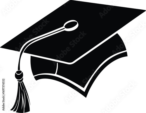 Black graduation cap with tassel represents education and achievement in an academic setting emphasizing knowledge and graduation ceremony celebration success