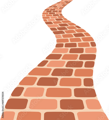 Stylized Winding Brick Road Illustration Leading to a Bright Future