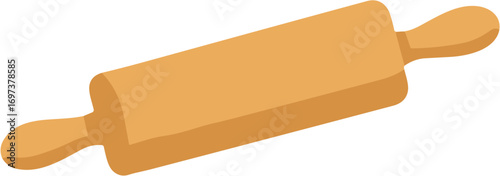 Simple Flat Wooden Rolling Pin Kitchen Utensil Illustration