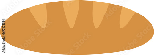 Flat Illustration Loaf of Bread with Lines Detail Bakery Food