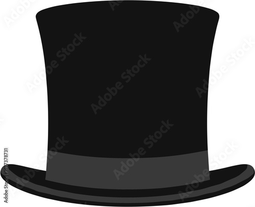 Simple Flat Style Black Top Hat Gentleman Costume Illustration