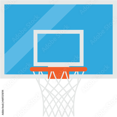 Flat Design Style Basketball Hoop and Net Icon Illustration Graphic