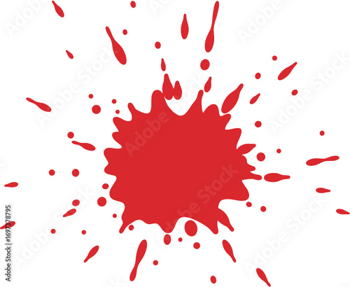 Simple Flat Red Splash Illustration Blood Stain Isolated on White