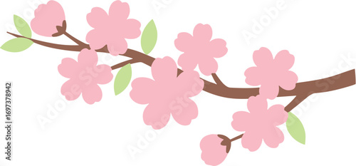 Simple Flat Style Cherry Blossom Branch Decoration Spring Flower Icon