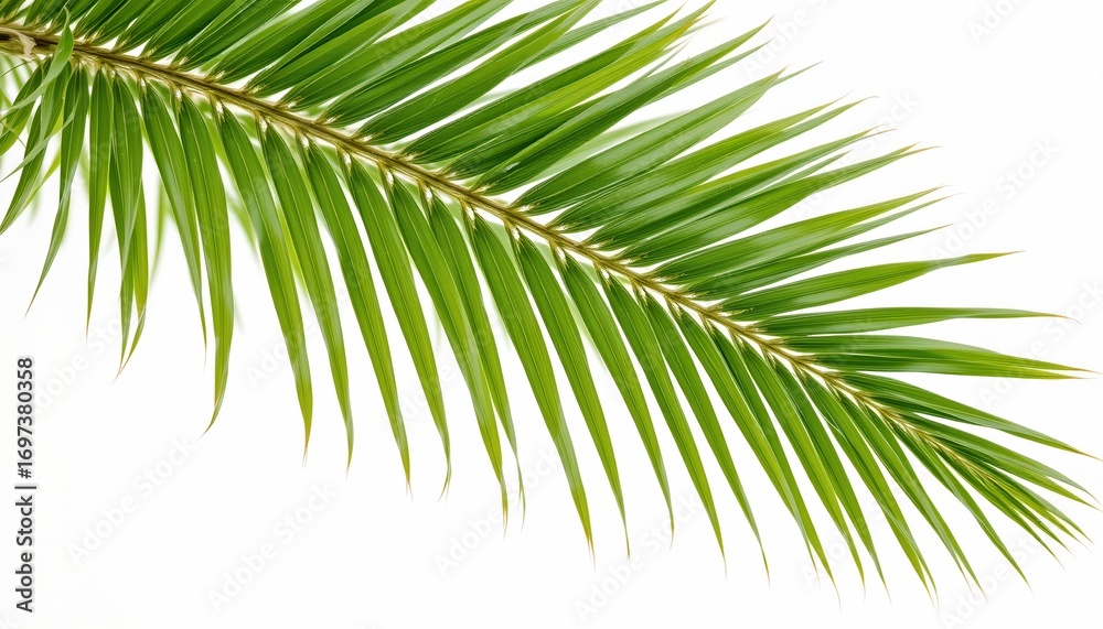Fototapeta premium Closeup Green Palm Leaf with White Background