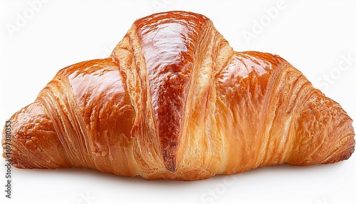 Flaky croissant pastry, golden and buttery texture