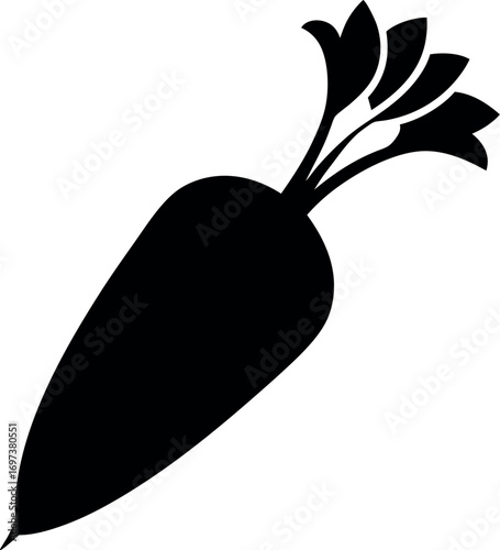 Black Silhouette of Daikon Radish with Leafy Top Icon