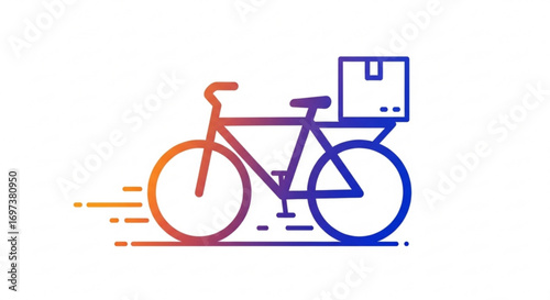 Bicycle with box for delivery service, fast shipping