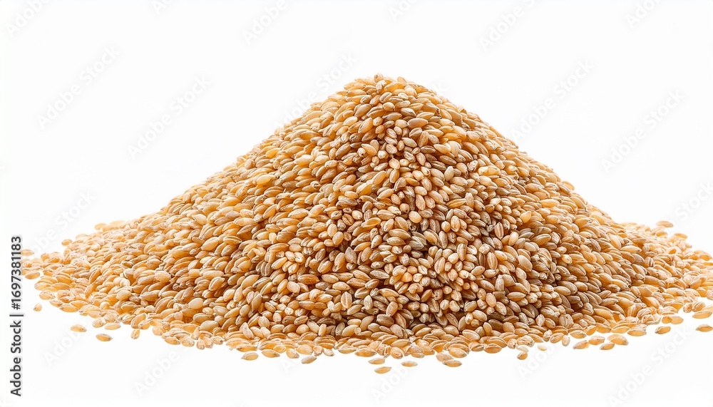 Obraz premium Heaping sesame seeds on white, crispy, crunchy texture