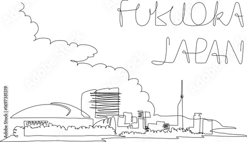 A seaside landscape painted with a single stroke. Momochi, Fukuoka City