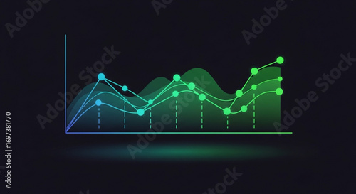 Abstract data chart with gradient line graph displaying trends and analysis for business and financial information