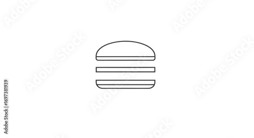Simple line art illustration of a burger, , perfect for minimalist designs and icons