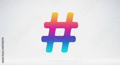 Vibrant hashtag symbol with a gradient color scheme, representing social media