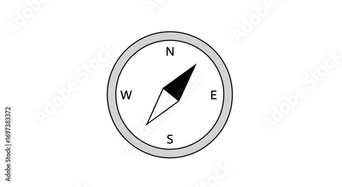 Illustration of a compass with north, south, east, and west directions, simple, minimalist design