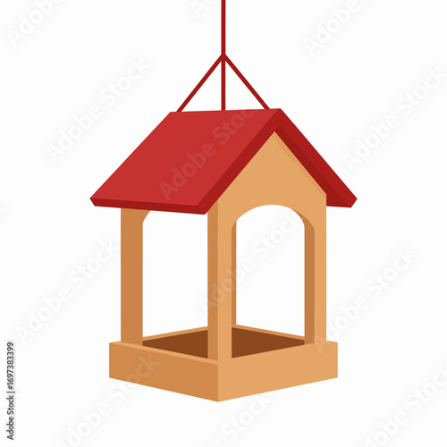 Birdhouse illustration for outdoor use A simple, flat design of a wooden bird feeder