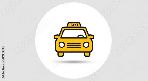 Yellow taxi cab icon, representing urban transportation and city taxi service availability