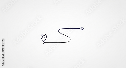 Route icon representing navigation direction and travel destination concept