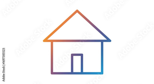 Minimalist house icon with gradient color, representing real estate and home ownership