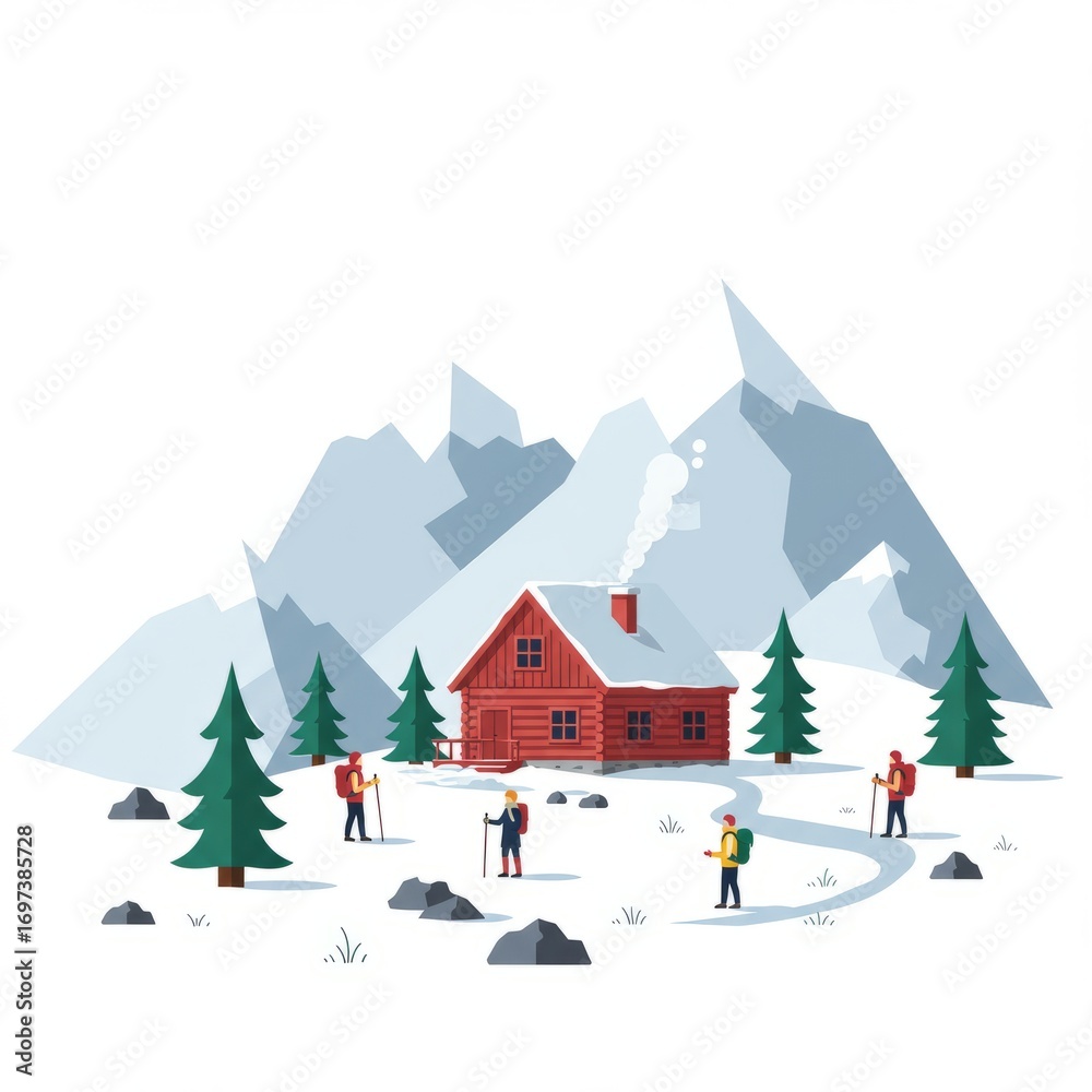 Fototapeta premium Flat design vector illustration of holiday theme. People enjoying travel, vacation, and leisure activities. Perfect for tourism, adventure, summer, and outdoor lifestyle artwork.