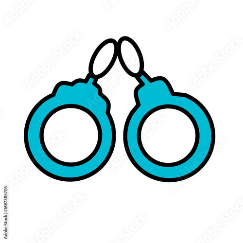Handcuffs Blue Icon - Police Arrest Symbol