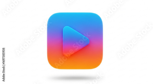 Play button icon with vibrant gradient colors, modern design for multimedia app