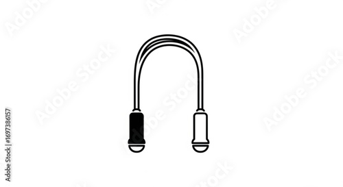 Black line drawing of a tongue scraper for oral hygiene and dental care routine