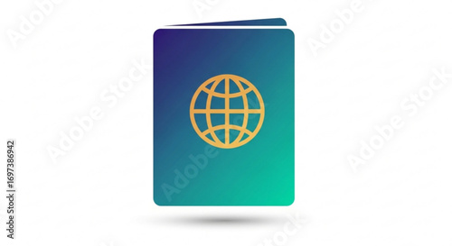 A vibrant passport icon with a globe, , symbolizing international travel and global identity