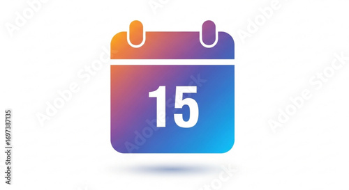Gradient calendar icon with number 15, symbolizing date, event, or schedule