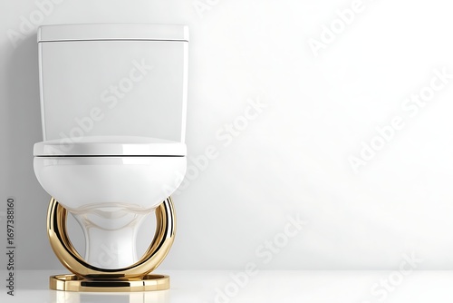 Modern white toilet with gold base